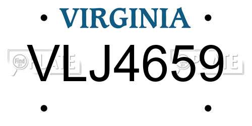 VLJ4659 Virginia License Plate