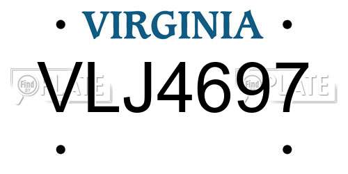VLJ4697 Virginia License Plate