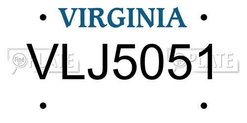VLJ5051 Virginia License Plate