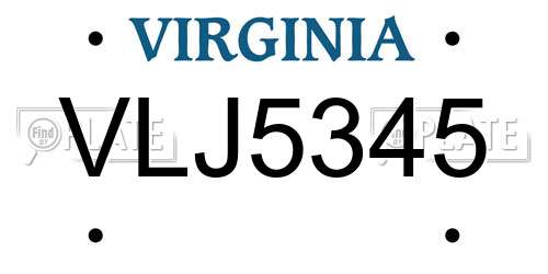 VLJ5345 Virginia License Plate