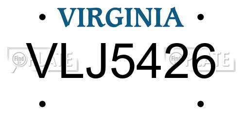 VLJ5426 Virginia License Plate