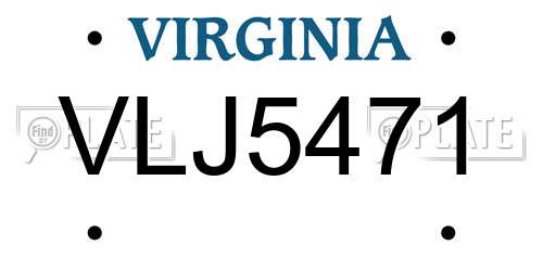 VLJ5471 Virginia License Plate