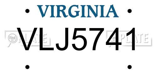 VLJ5741 Virginia License Plate