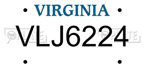 VLJ6224 Virginia License Plate