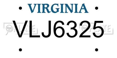 VLJ6325 Virginia License Plate