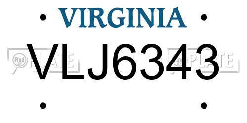 VLJ6343 Virginia License Plate