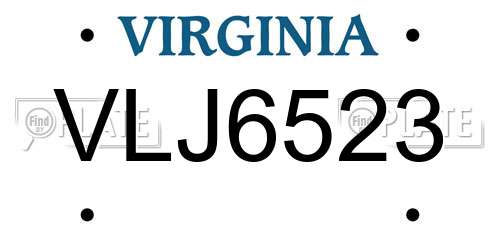 VLJ6523 Virginia License Plate