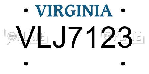 VLJ7123 Virginia License Plate