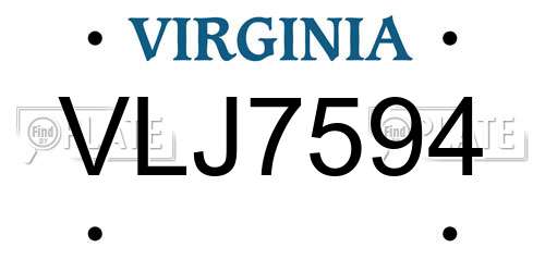 VLJ7594 Virginia License Plate