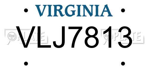 VLJ7813 Virginia License Plate