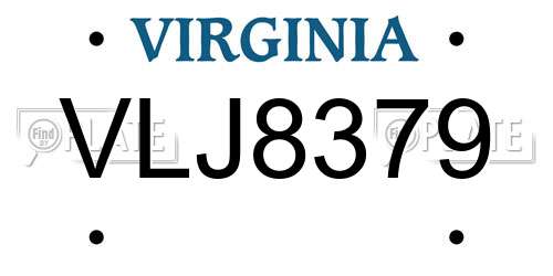 VLJ8379 Virginia License Plate