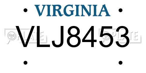 VLJ8453 Virginia License Plate