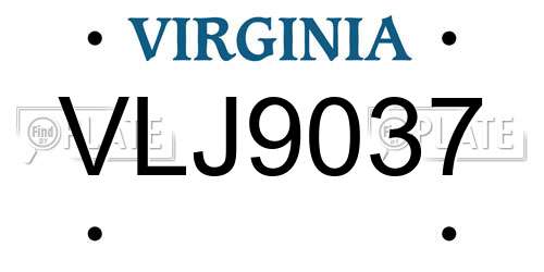 VLJ9037 Virginia License Plate