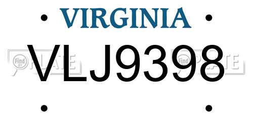 VLJ9398 Virginia License Plate