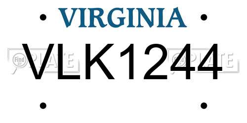 VLK1244 Virginia License Plate