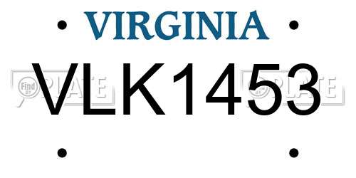 VLK1453 Virginia License Plate