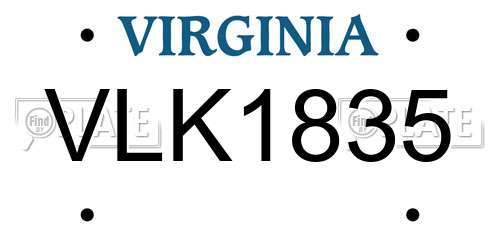 VLK1835 Virginia License Plate
