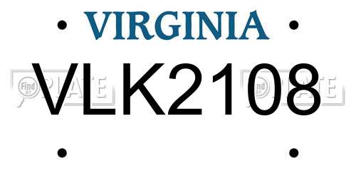 VLK2108 Virginia License Plate