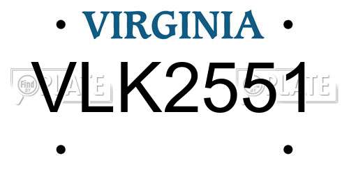 VLK2551 Virginia License Plate