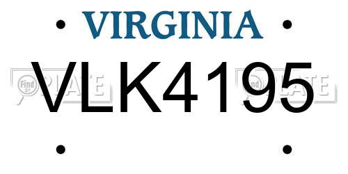 VLK4195 Virginia License Plate