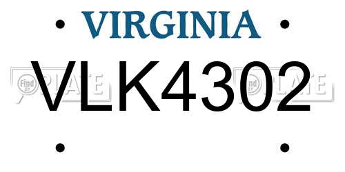 VLK4302 Virginia License Plate