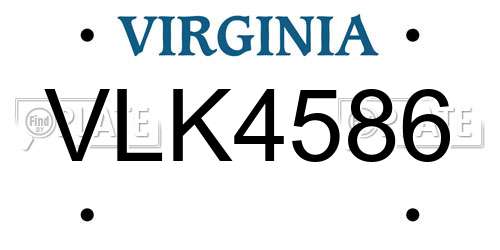 VLK4586 Virginia License Plate