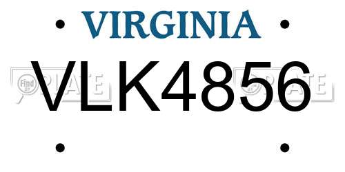 VLK4856 Virginia License Plate
