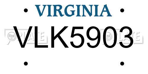 VLK5903 Virginia License Plate