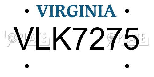 VLK7275 Virginia License Plate
