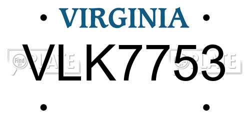 VLK7753 Virginia License Plate