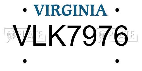 VLK7976 Virginia License Plate