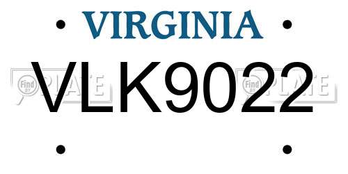 VLK9022 Virginia License Plate