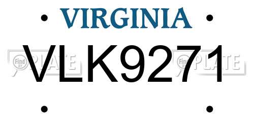 VLK9271 Virginia License Plate