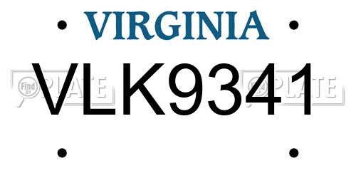 VLK9341 Virginia License Plate