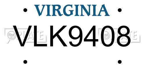 VLK9408 Virginia License Plate
