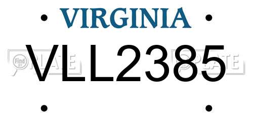 VLL2385 Virginia License Plate