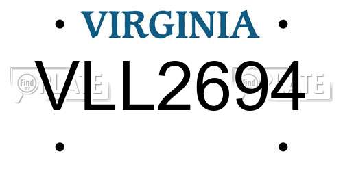 VLL2694 Virginia License Plate
