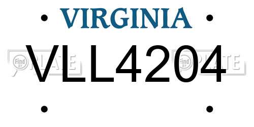 VLL4204 Virginia License Plate