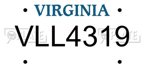 VLL4319 Virginia License Plate