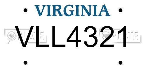 VLL4321 Virginia License Plate