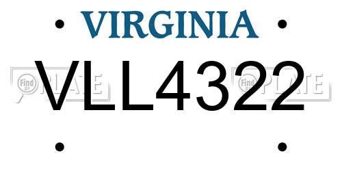 VLL4322 Virginia License Plate