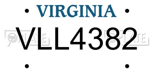 VLL4382 Virginia License Plate