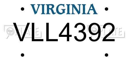 VLL4392 Virginia License Plate