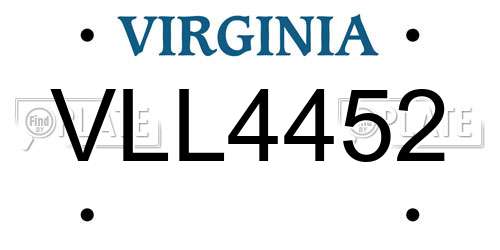 VLL4452 Virginia License Plate