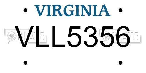 VLL5356 Virginia License Plate