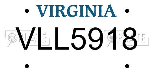 VLL5918 Virginia License Plate