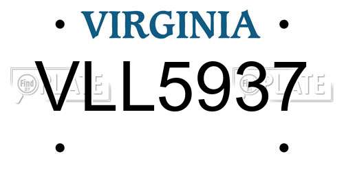 VLL5937 Virginia License Plate