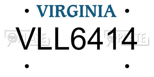 VLL6414 Virginia License Plate