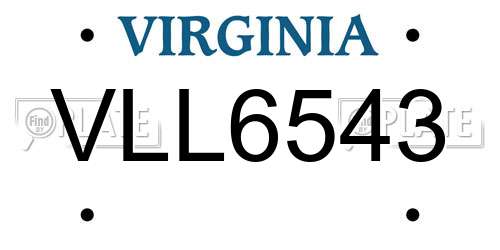 VLL6543 Virginia License Plate