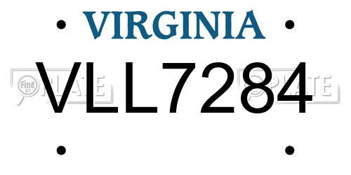 VLL7284 Virginia License Plate